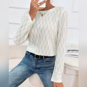 Elegant White Textured Women's Top